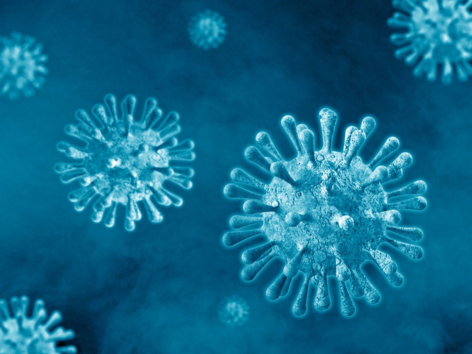 Illustration of blue Corona virus. 3d corona virus background.